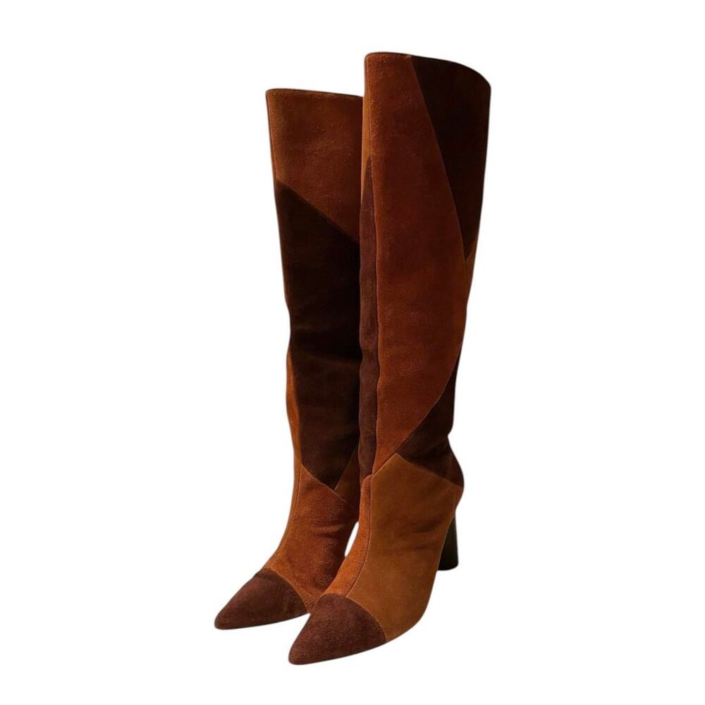Ulla Johnson Jerri cowhide suede patchwork  knee high boot Size 38